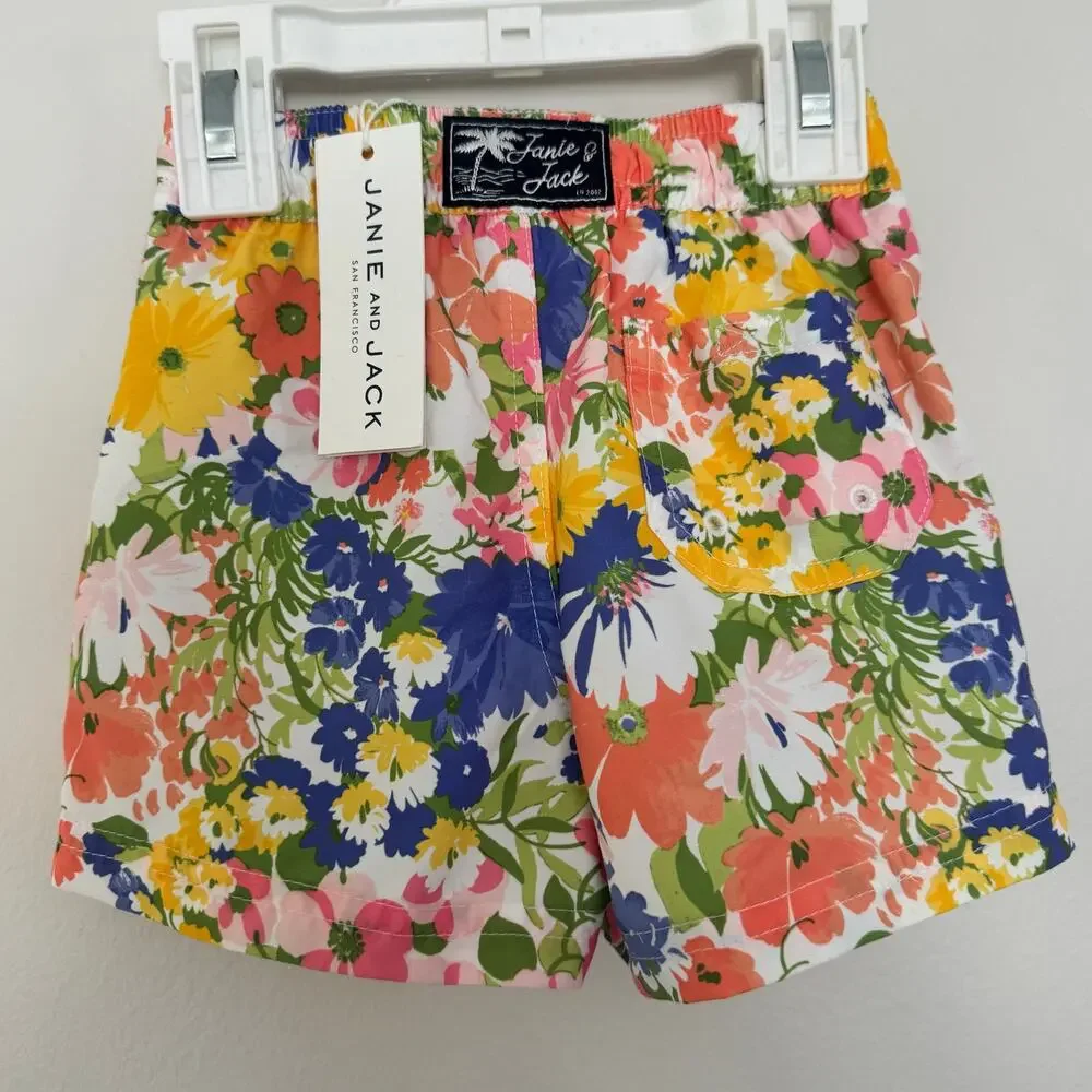 Janie and Jack Garden Getaway Recycled Floral Swim Trunk